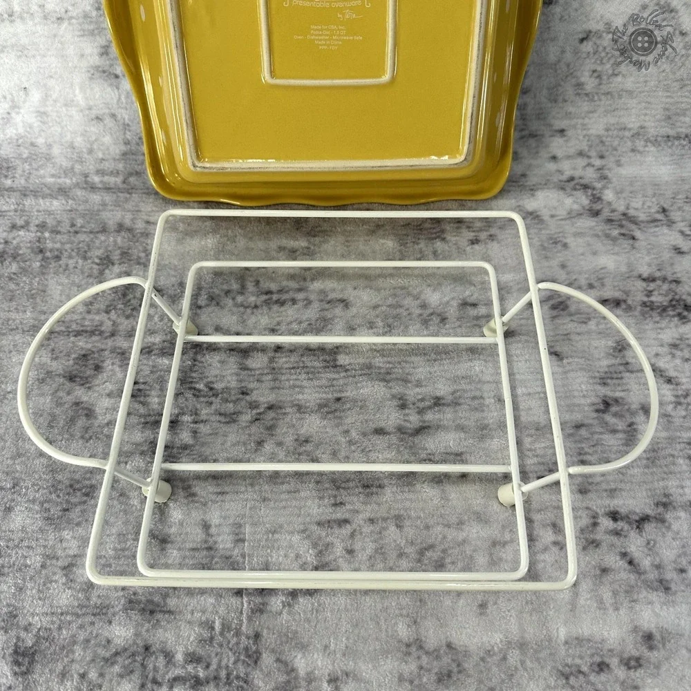 Temptations 6 piece 8x8 9x9‎ Baking Dishes Wire Racks & Trivets Yellow Polka Dot